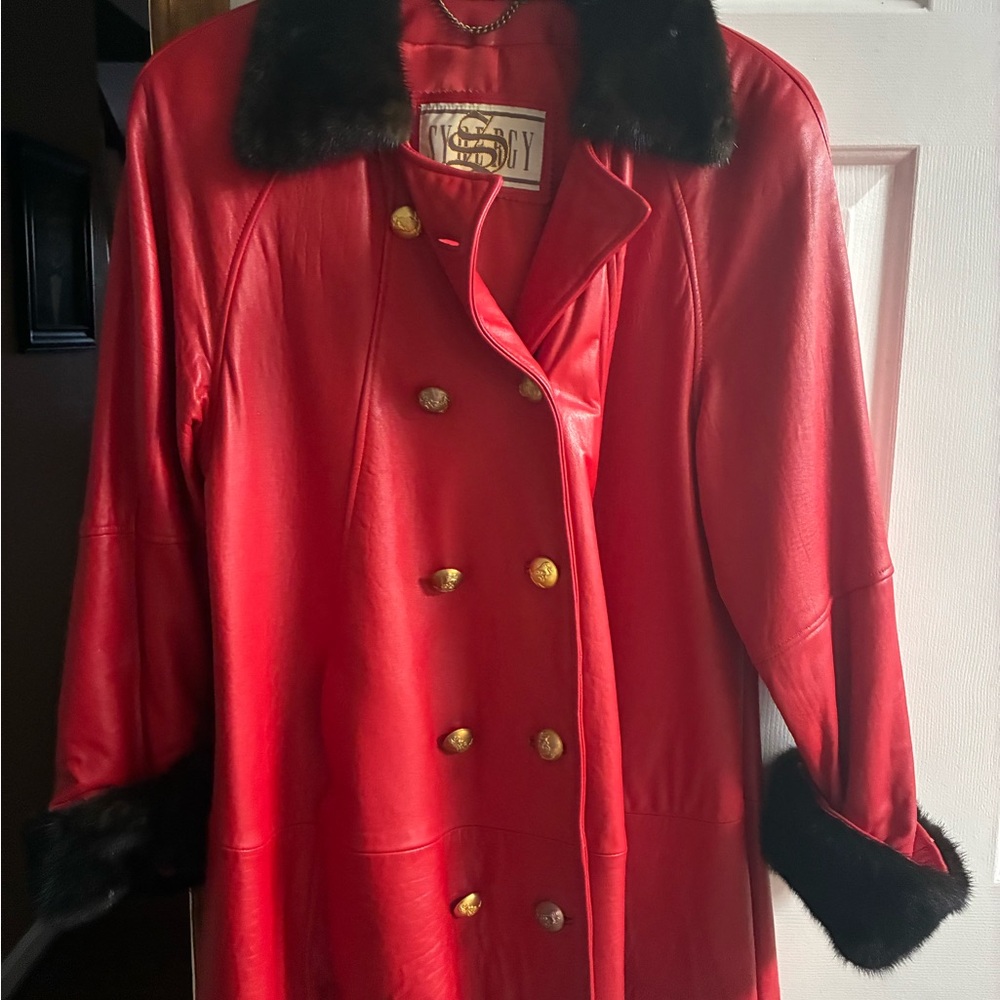 Synergy Henig Furs red leather Mink jacket vintage